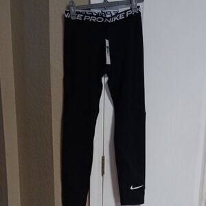 Nike Kids Black Leggings with White Accents